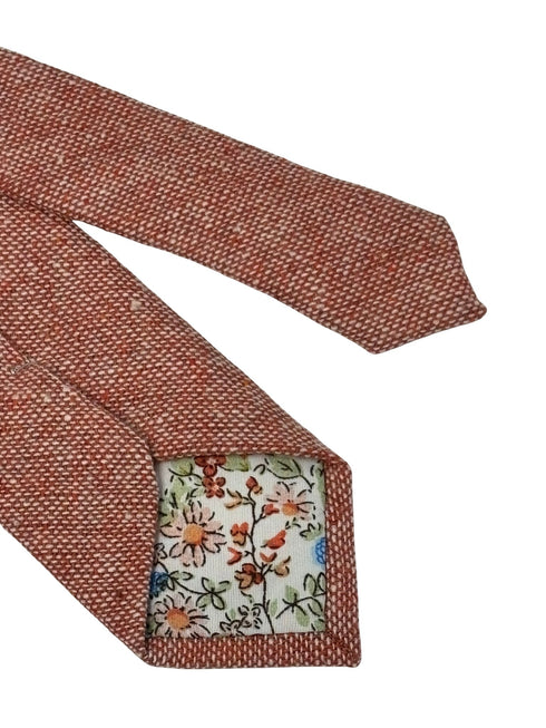 rusty red brick 100% wool  tie with speckled design